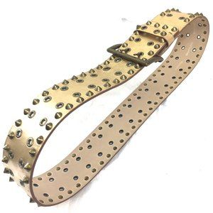 Gold Leather with Brass Spikes & Grommets Belt